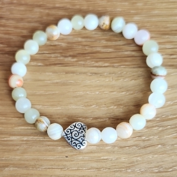 Yellow Green Calcite Beads Bracelet, Handcrafted, Stretch - Picture 6 of 8